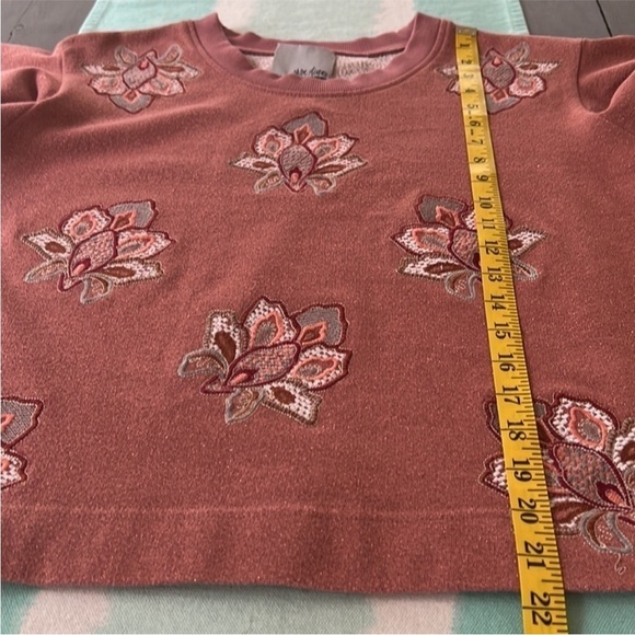 Chloe Oliver‎ Anthropologie Floral Embroidered Appliqué Metallic Padma Тор - Picture 11 of 12